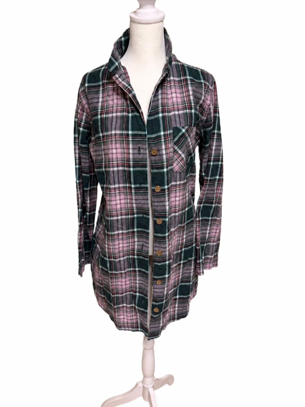 Eddie Bauer Women’s Plaid Flannel Sleep Shirt Size Medium